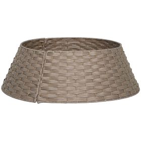 HOMCOM 27 inch Rustic Christmas Tree Skirt, Plastic Woven Christmas Tree Collar for Party, Holiday, Home Decoration, Coffee