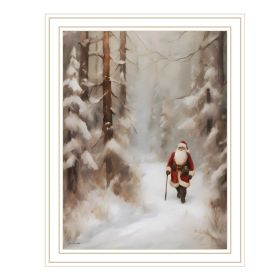 Trendy Decor 4U Santa's Winter Stroll White Framed Wall Art for Living Room, Holiday Wall Art Print for Home Decor, Bedroom Wall Art by Jo Moulto