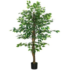HOMCOM 5ft Artificial Tree, Indoor Fake Ficus with Pot for Home Office Living Room Decor