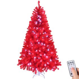 6 FT Pre-lit Artificial Christmas Tree, Hinged Xmas Pine Tree with 800 Branch Tips, 300 Lights and Remote Control for Holiday Party Office Home,