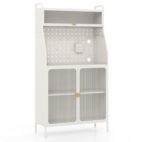 5-Tier Metal Baker's Rack with See-through Flip-up Door and Pegboard