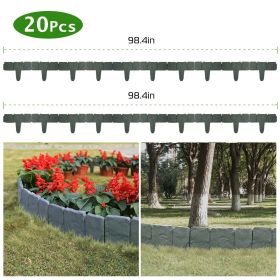 20 PCS Garden Edging Border,Imitation Stone Effect Garden Lawn Border,No Dig Flexible Lawn Edging And Flower Bed Border Grey (Color: grey)