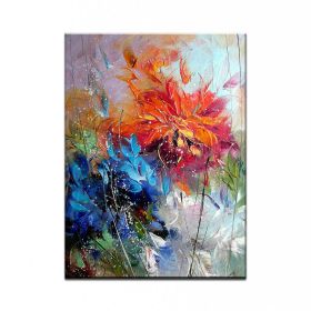 100% Hand Painted Abstract Oil Painting Wall Art Modern Flowers Picture On Canvas Home Decoration For Living Room No Frame (size: 75X150CM)