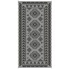 Reversible Outdoor Rug, Waterproof Plastic Straw With Carry Bag, 9 X 18, Black & Gray Rhombus Patchwork