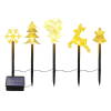 5Pcs Mixed Christmas Decoration Light Solar Stake Light Waterproof Reindeer Snowflake Bell Christmas Tree Santa Claus Light Outdoor Landscape Lig