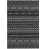 Reversible Outdoor Rug, Waterproof Plastic Straw With Carry Bag, 6 X 9, Black & Gray Geometric Wall
