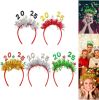 5PCS 2025 New Year Headband New Year's Eve Hat Star Hairbands Christmas Plastic Hair Bands With Sequins For New Year Eve Headpiece Birthday Carni