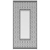 Reversible Outdoor Rug, Waterproof Plastic Straw With Carry Bag, 9 X 18, Black & White Gourd Border