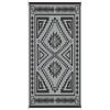Reversible Outdoor Rug, Waterproof Plastic Straw With Carry Bag, 9 X 18, Black & Gray Square Patchwork