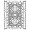 Reversible Outdoor Rug, Waterproof Plastic Straw With Carry Bag, 9 X 12, Gray & White Rhombus Patchwork