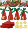 20PCS Christmas Candy Boxes 4 Styles Christmas Treat Gift Boxes Cute DIY Paper Box With Ribbon Triangle Sweet Boxes For Birthday Christmas Party