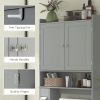 Modern Over The Toilet Storage Cabinet With 2 Doors, Above Commode Storage Cabinet With Toilet Paper Holder, Gray