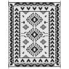 Reversible Outdoor Rug, Waterproof Plastic Straw With Carry Bag, 8 X 10, Black & White Rhombus Patchwork