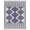Reversible Outdoor Rug, Waterproof Plastic Straw With Carry Bag, 9 X 12, Blue  White Rhombus Border