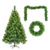 6 Feet Long Grass Green Christmas Tree, Big Branch Pine Tree, Pre-Installed Lighting Set With Tree & Garland & Garland, Artificial Christmas With