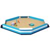 Kids Sandbox With 4 Corner Seats, Bottom Liner For Backyard, Garden, Outdoor, 52 X 52 X 6, Blue