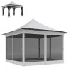 12 X 12 Ft. Canopy Tent With Mesh Netting,  Up Tent With Carry Bag For Garden, Patio, Light Gray