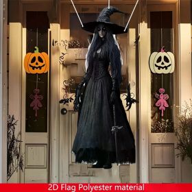 2D Halloween horror skull bride background cloth Halloween horror atmosphere haunted house indoor and outdoor decoration supplie (Color: J0117)