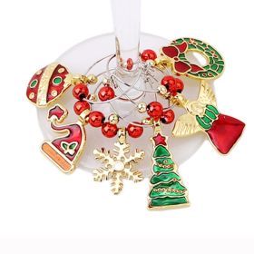 Christmas Wine Glass Pendant Decoration Charm Table (Color: Gold)