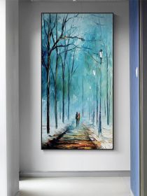 Green tree 100% Handpainted tree luxury thick gold foil oil painting on canvas Handmade ModernTextured painting decoration (size: 70X140cm)