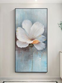 White flower thick large size square picture oil canvas painting abstract sitting room dining-room wall no framework (size: 70X140cm)