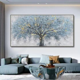 Hand Painted Oil Painting Oil Painting on Canvas Tree Blue Abstract Trees Landscape Modern Oil Painting Original Hand Painted Painting Modern Art (style: 01, size: 60X120cm)