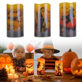 3 Pack Halloween Flameless Candle Lamp with Timer Setting Battery Operated Warm Orange Light Candles for Halloween Party Decoration Spider Crow S (Type: WitchBatCastle)