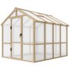 6.6 X 8 Ft. Polycarbonate Greenhouse Wooden Walk-in Greenhouse Kit With Thickened Panels, Roof Vent, And Lockable Door